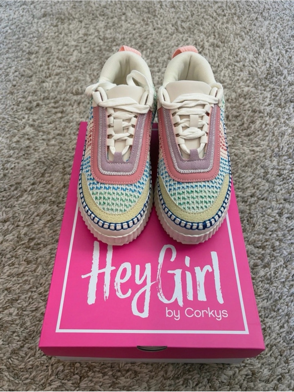 Hey girl by corkys womens size 6 Multicolor Knit Fashion Sneakers